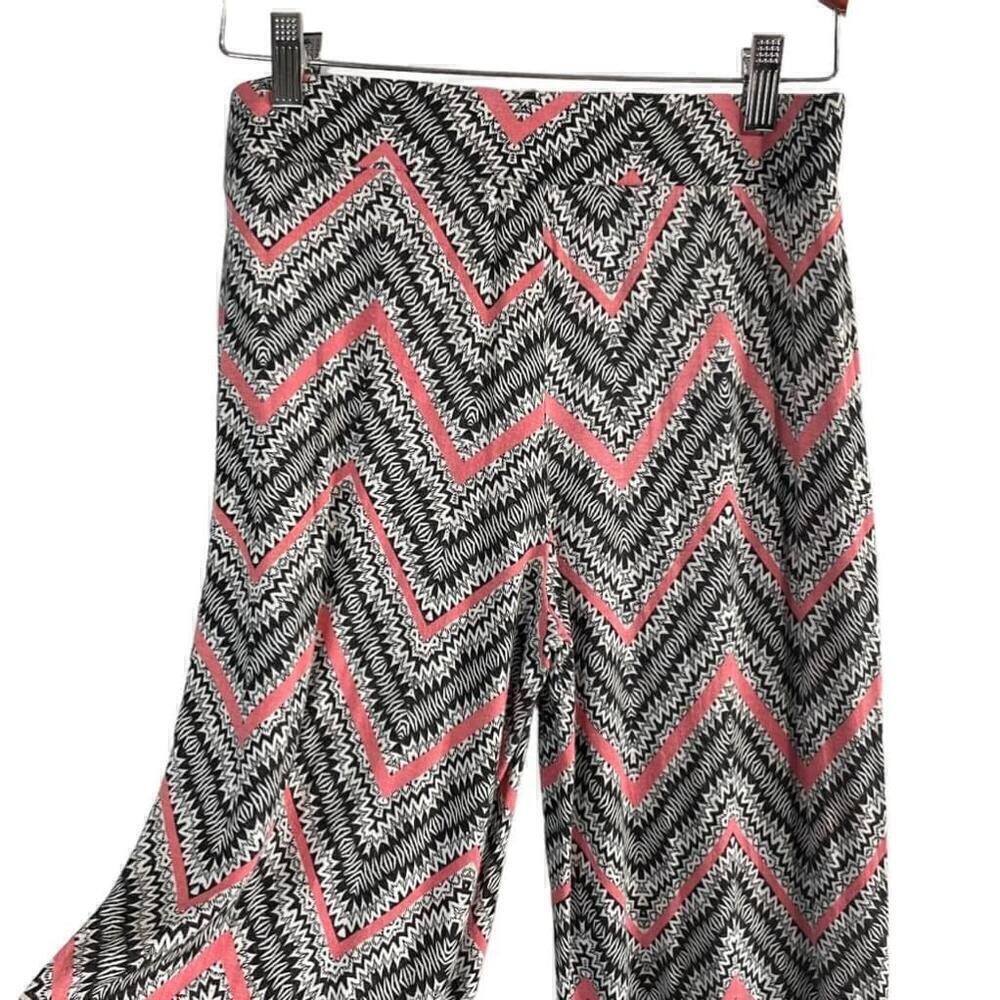 Mossimo Supply Co Palazzo Pants Medium Pink Black Chevron - Picture 9 of 9